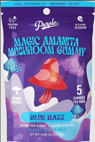 Purple MAGIC AMANITA Mushroom Gummy Blue Razz